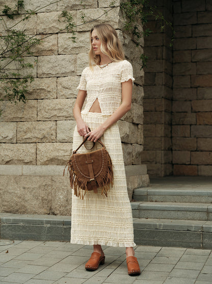 Fırfırlı Crop Top Etek Takımı