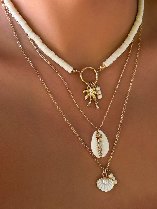 Çarpıcı Üç Katmanlı Kabuk Kolye