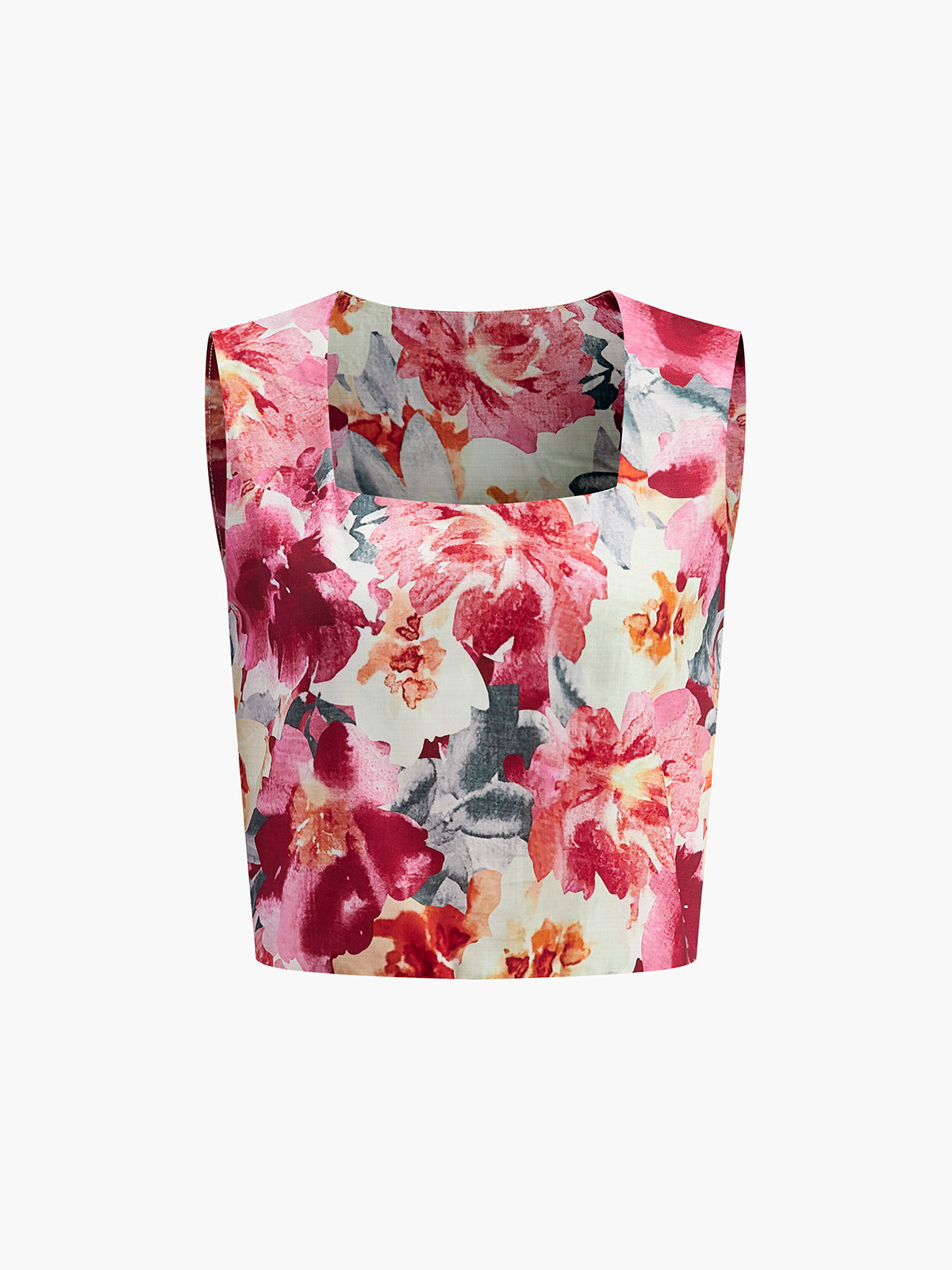 Çiçek Desenli Kolsuz Şort Takım