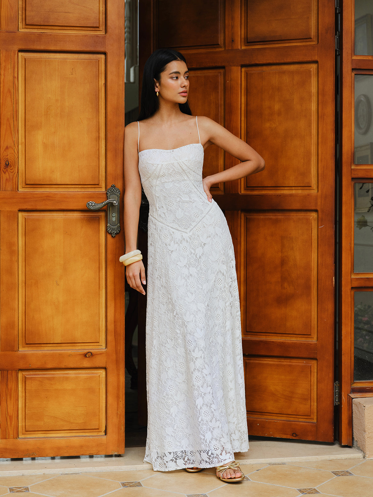 Dantel İnce Askılı Elbise