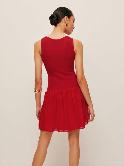 Kolsuz Triko Şifon Elbise