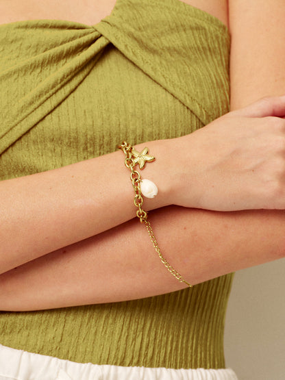 Altın Zincirli Deniz Kabuğu Figürlü Bileklik