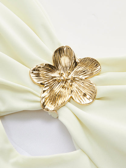 Fiyonk Bağlamalı Halter Yaka Tek Parça Mayo