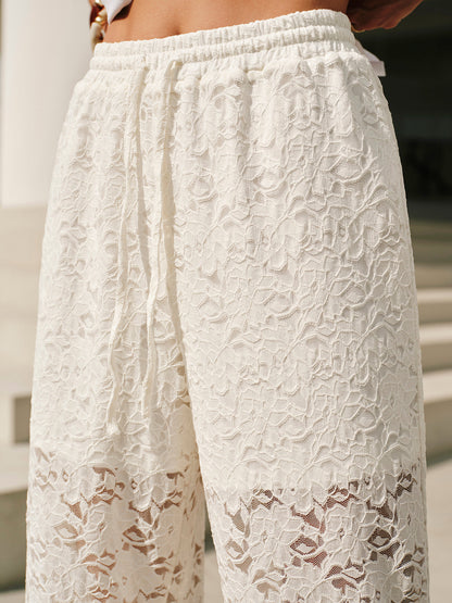 Bağcıklı Orta Bel Dantelli Pantolon