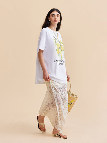 Yarı Şeffaf Dantel Etek