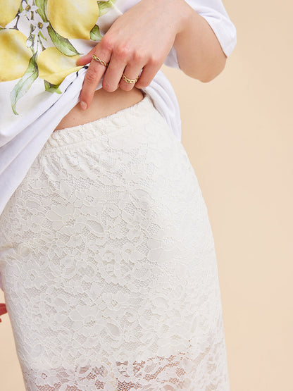 Yarı Şeffaf Dantel Etek