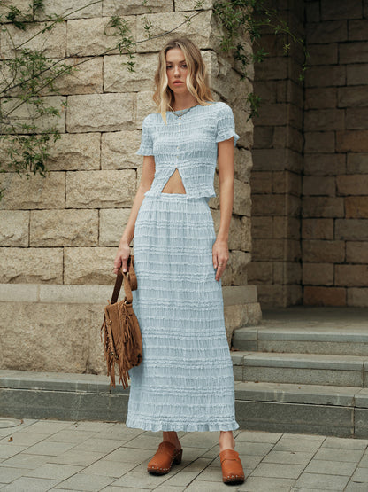 Fırfırlı Crop Top Etek Takımı