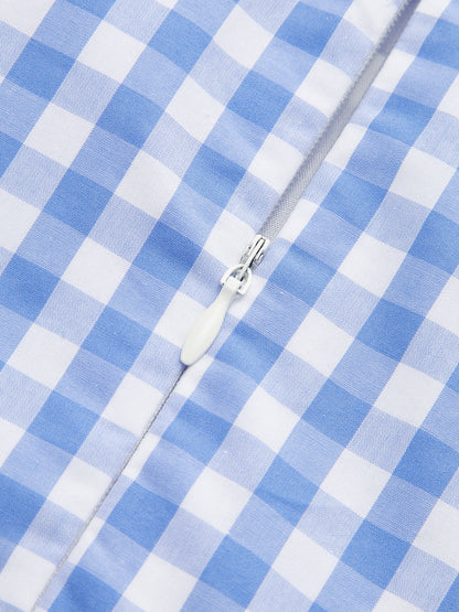 Bağlamalı Kare Desenli Korse Elbise