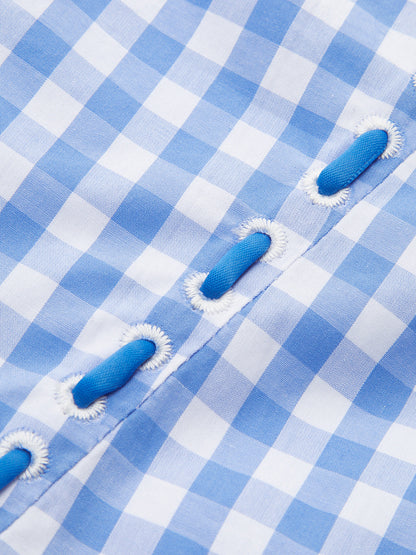 Bağlamalı Kare Desenli Korse Elbise