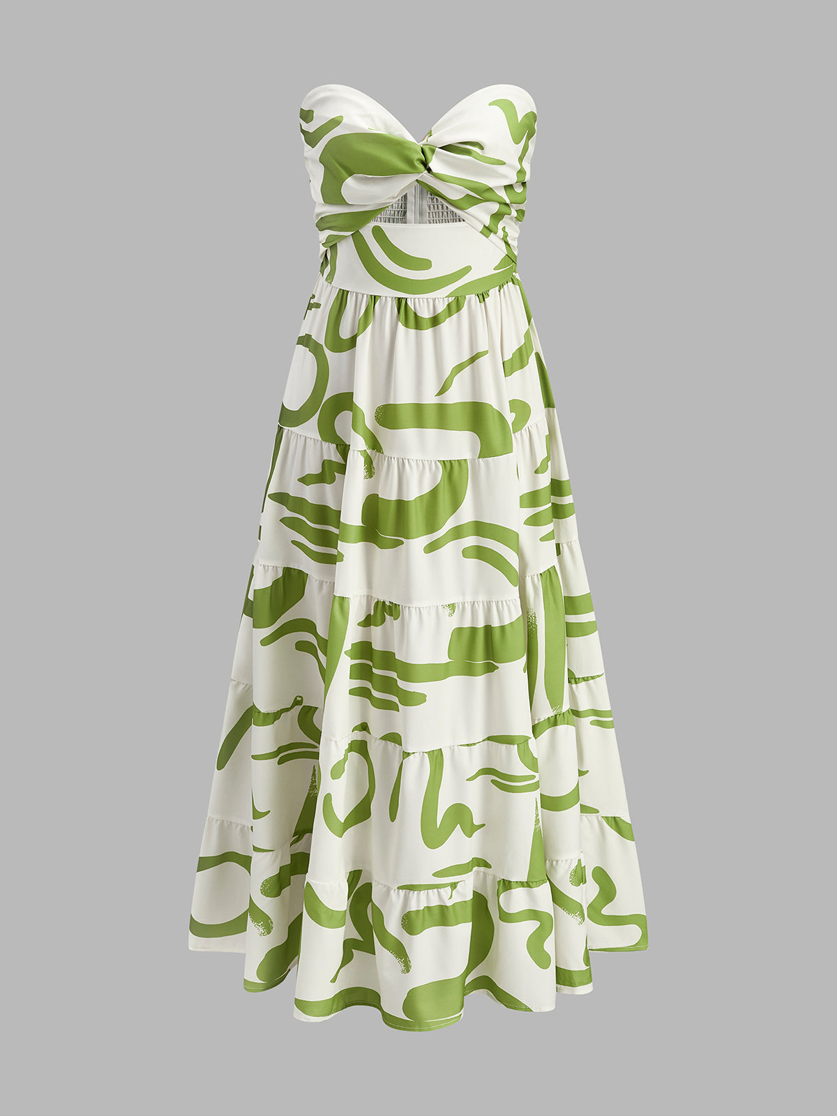 Önü Büzgülü Straplez Piliseli Maxi Elbise