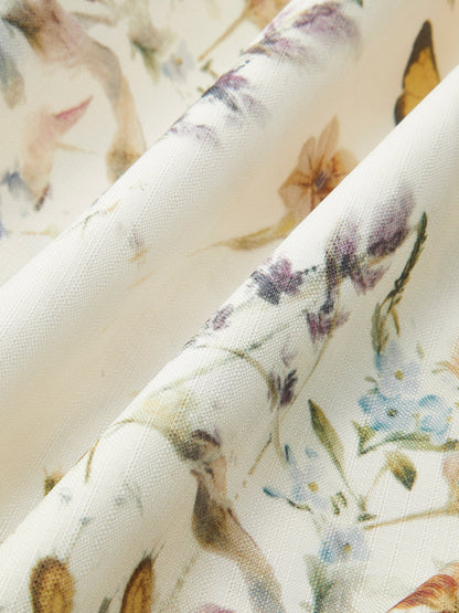 Kuşaklı Balon Kollu Çiçek Desenli Elbise