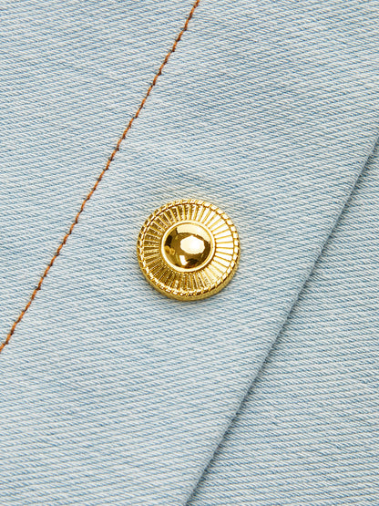 Kemerli Önden Düğmeli Kot Elbise