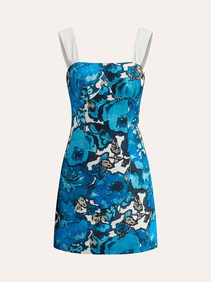 Çiçek Desenli Askılı Elbise