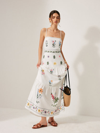 Bohem Tarz Sırtı Bağcıklı Askılı Elbise