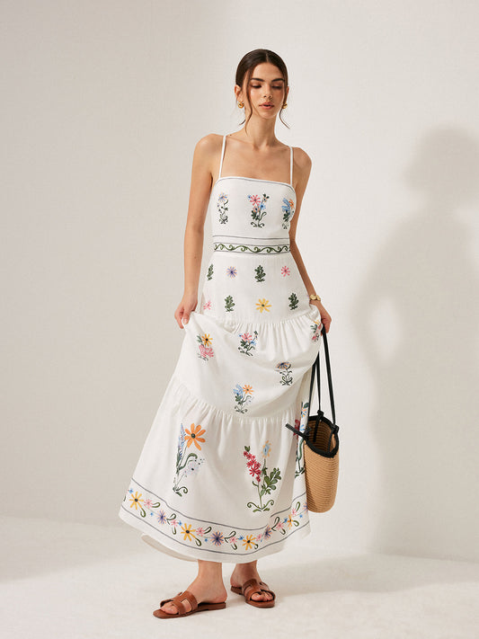 Bohem Tarz Sırtı Bağcıklı Askılı Elbise