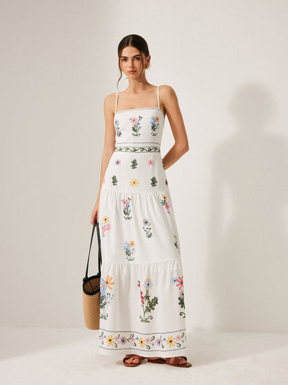Bohem Tarz Sırtı Bağcıklı Askılı Elbise