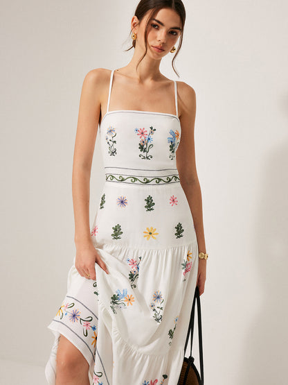 Bohem Tarz Sırtı Bağcıklı Askılı Elbise