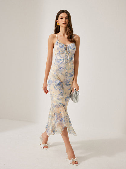 Önü Bağlamalı Şifon Kloş Elbise