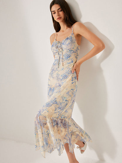 Önü Bağlamalı Şifon Kloş Elbise