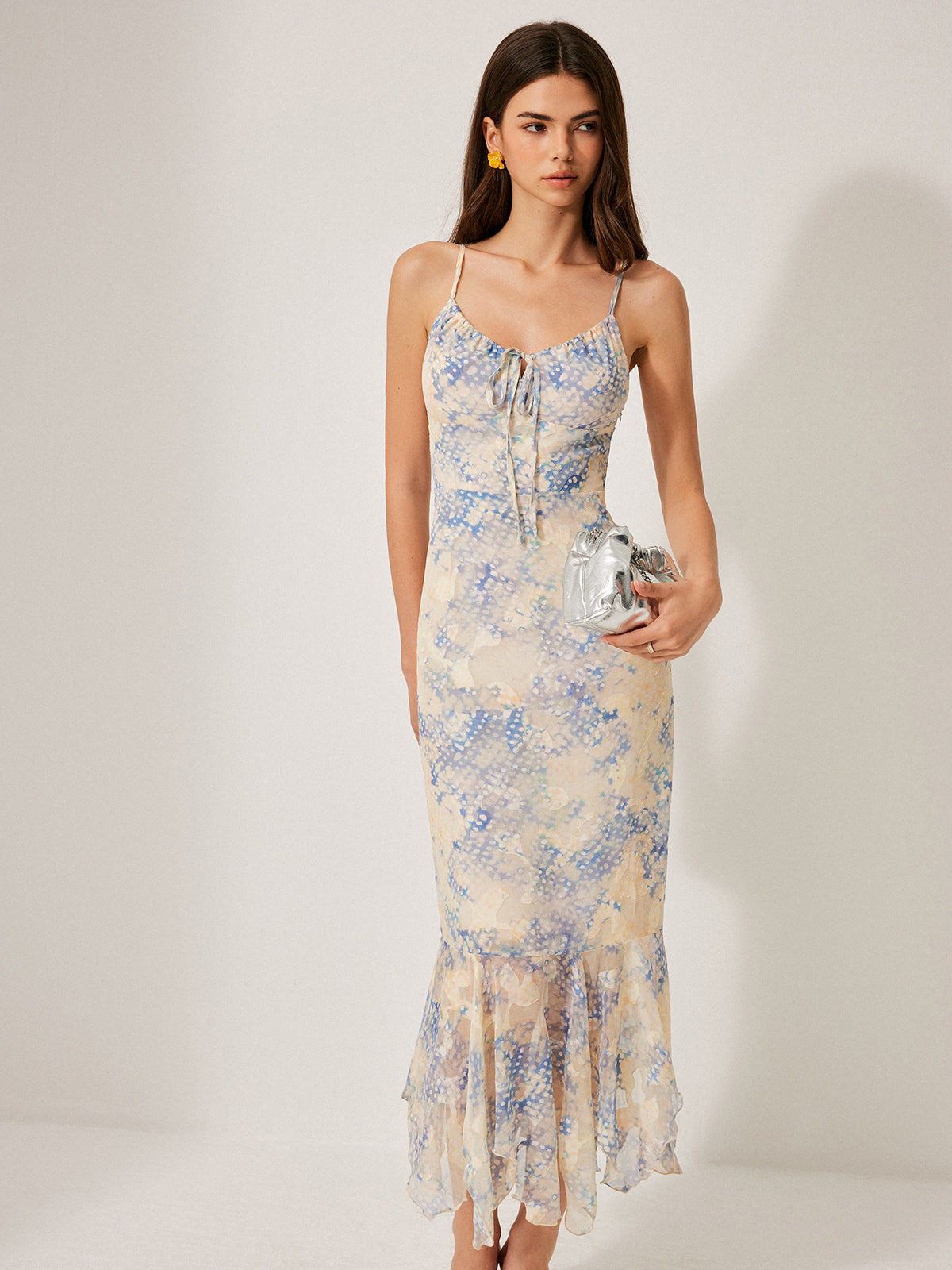 Önü Bağlamalı Şifon Kloş Elbise