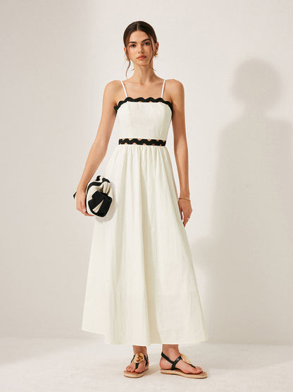 Dantel Kenar Detaylı Sırtı Bağcıklı Elbise