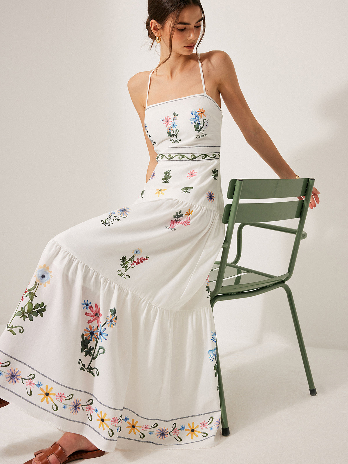 Bohem Tarz Sırtı Bağcıklı Askılı Elbise