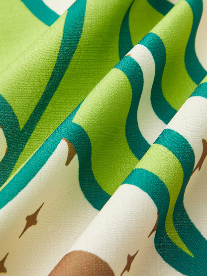 Kuşaklı Çiçek Desenli Kruvaze Elbise