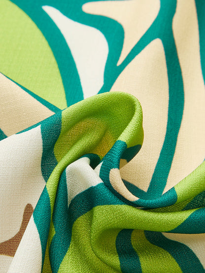 Kuşaklı Çiçek Desenli Kruvaze Elbise