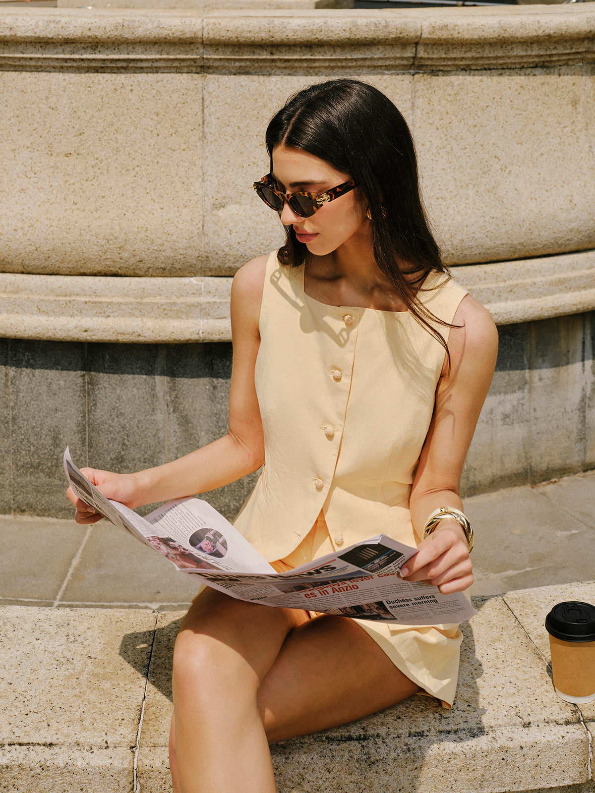 Pamuk ve Keten Cepli Şort Takımı