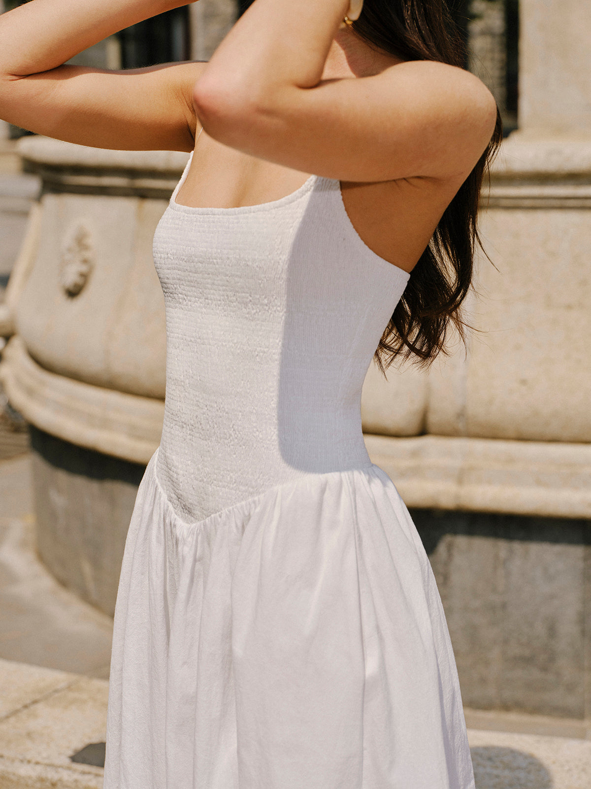 Pamuklu Cepli Askılı Elbise