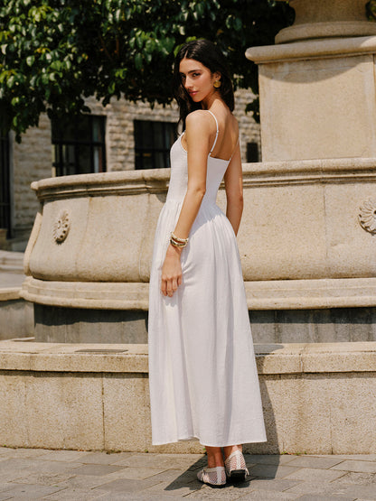 Pamuklu Cepli Askılı Elbise