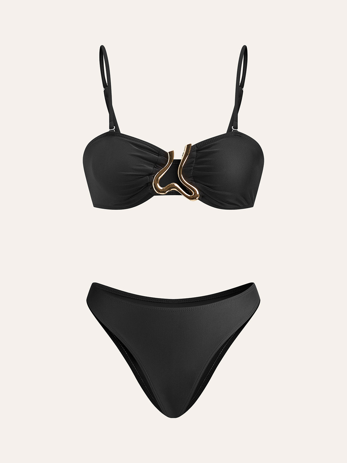 Altın Detaylı Pareolu Bikini Takımı