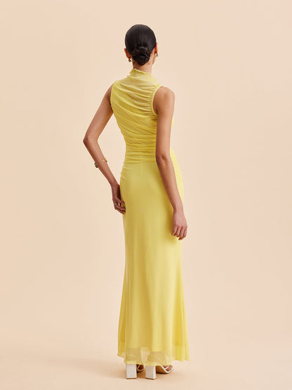 File Büzgülü Kolsuz Elbise