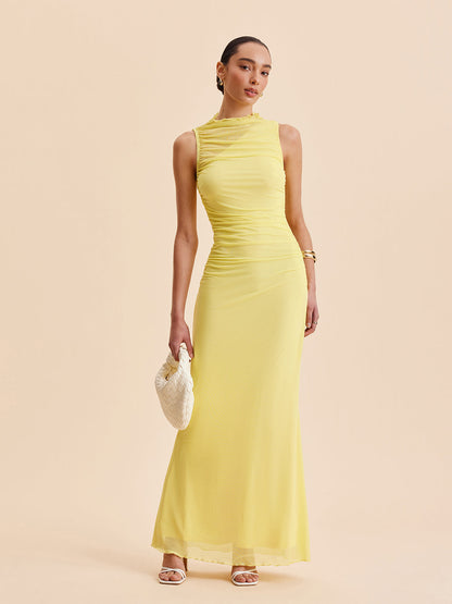 File Büzgülü Kolsuz Elbise