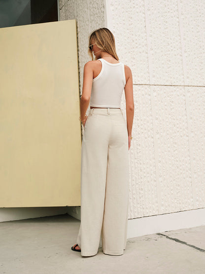 Pamuk ve Keten Orta Bel Pantolon