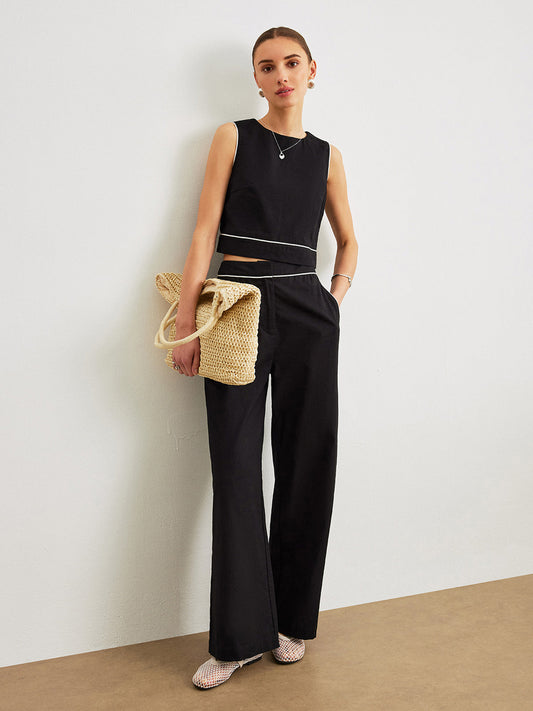 Cotton & Linen Pants Set With Pockets