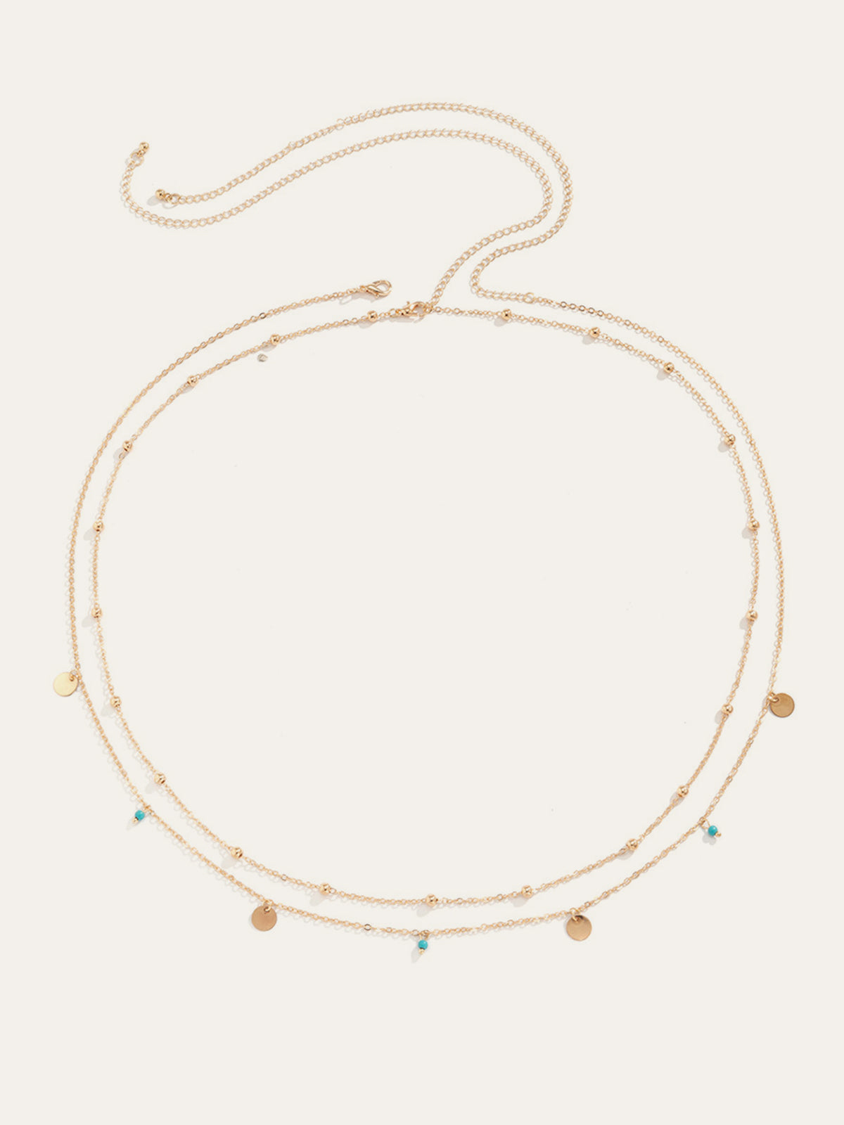 Alaşım Renkli Boncuklu Çift Katlı Kemer