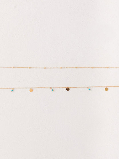 Alaşım Renkli Boncuklu Çift Katlı Kemer