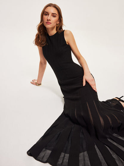 Kemer Hariç Yarı Şeffaf Tül Kloş Elbise