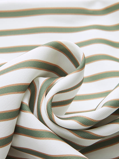 Çizgili Orta Bel Bol Paça Pantolon