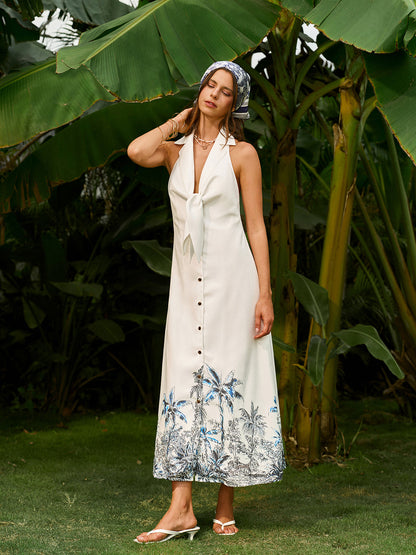 Bohem Bağcıklı Sırt Dekolteli Elbise