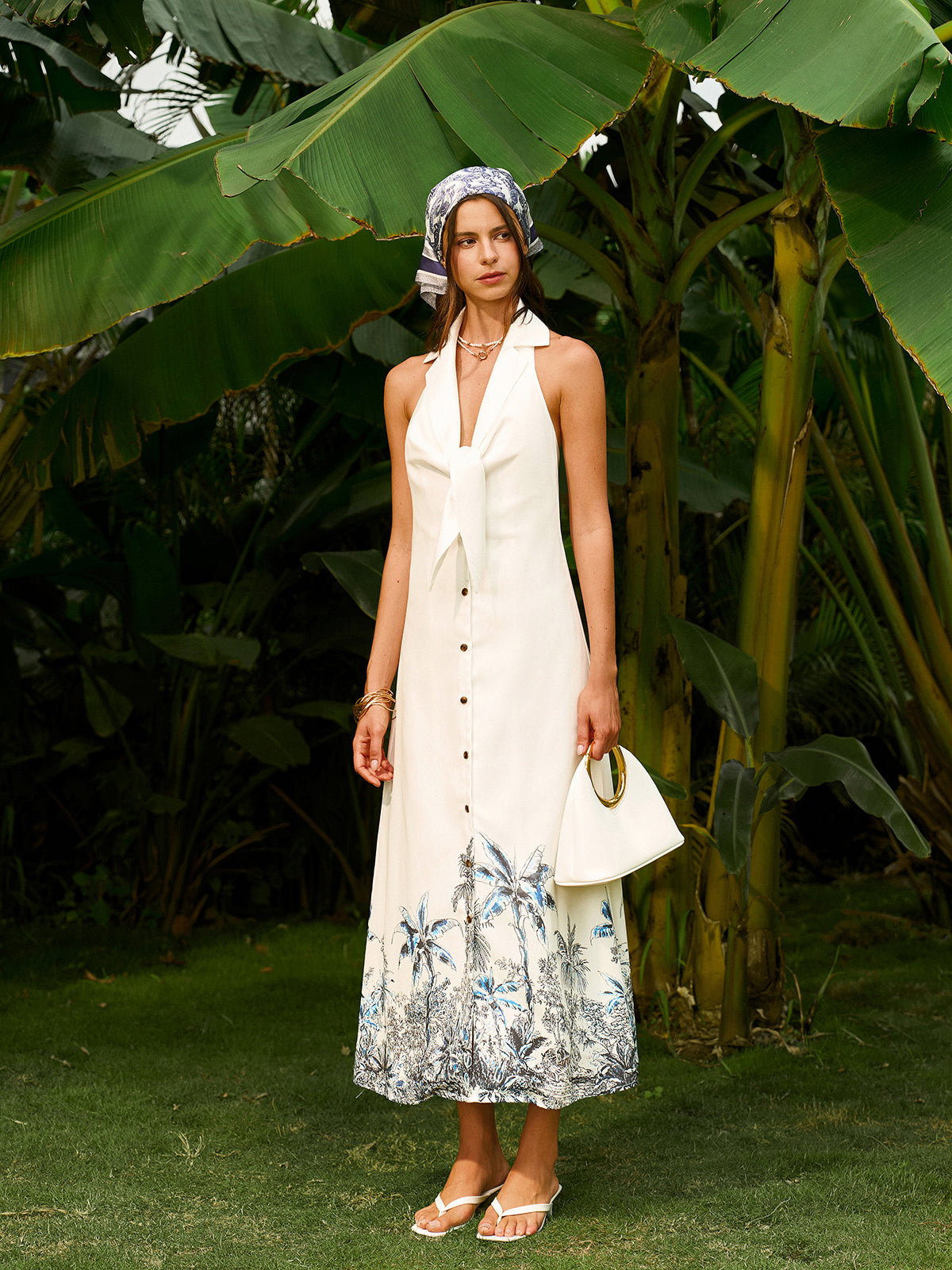 Bohem Bağcıklı Sırt Dekolteli Elbise