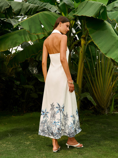 Bohem Bağcıklı Sırt Dekolteli Elbise