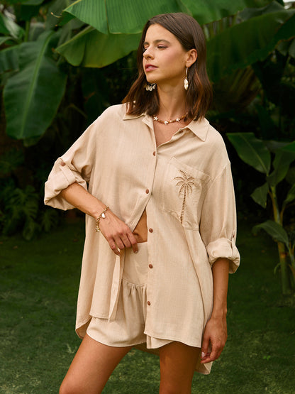 İşleme Detaylı Şort Takım