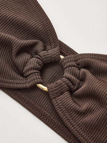 Halka Detaylı Boyundan Bağlamalı Bikini Takımı