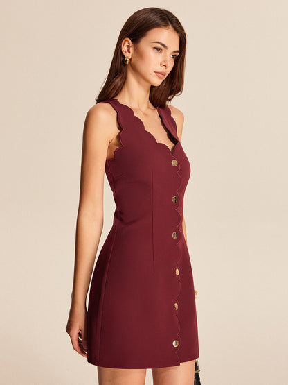 Düğme Detaylı Dalgalı Kesim Elbise