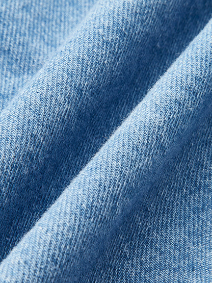 Halter Yaka Tokalı Detaylı Kot Elbise