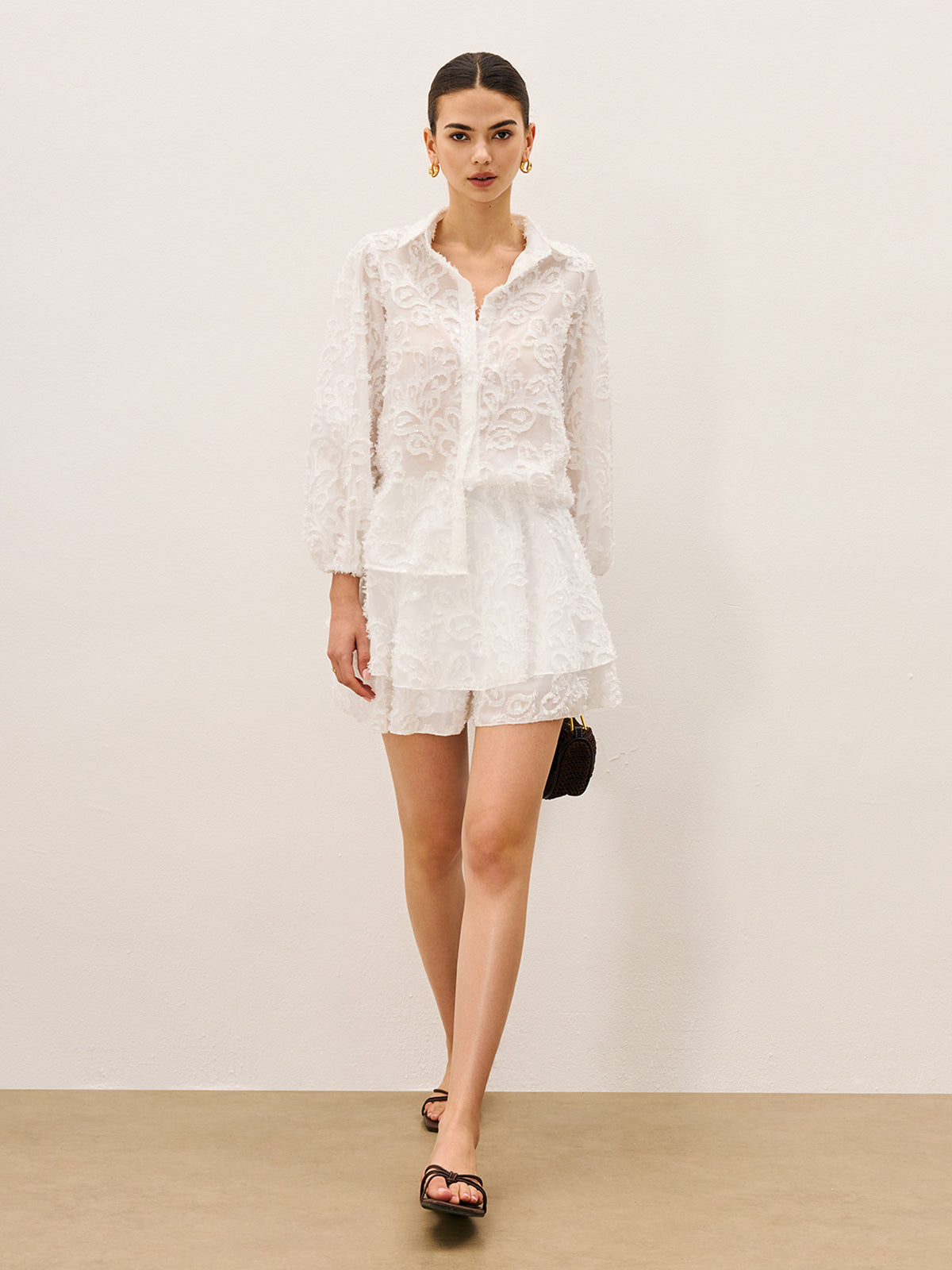 Şeffaf Nakışlı Şort Takım