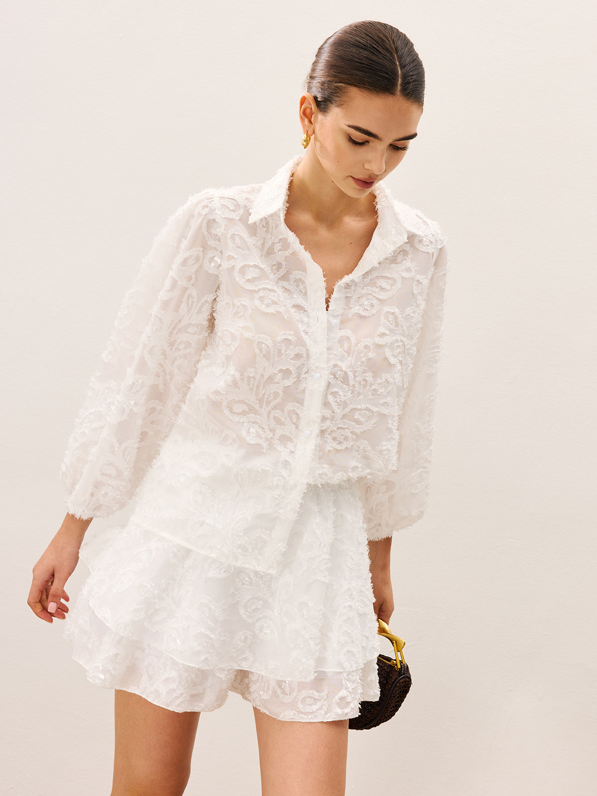 Şeffaf Nakışlı Şort Takım