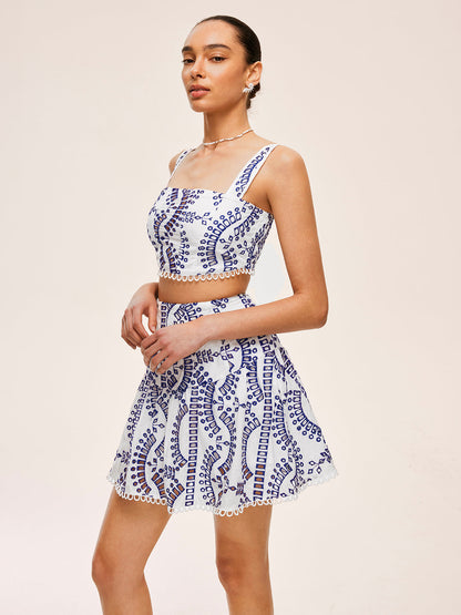 Dantel Detaylı Nakışlı Etek Takımı